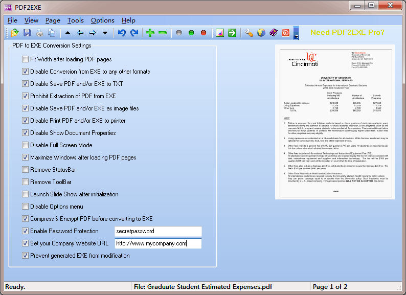 PDF2EXE screen shot